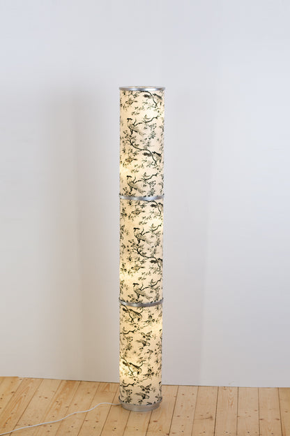 3 Panel Floor Lamp - P41 - Oriental Birds, 20cm(d) x 1.4m(h)