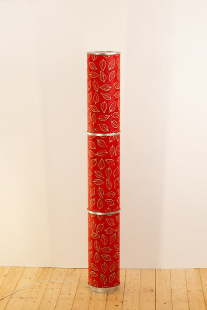 3 Panel Floor Lamp - P30 - Batik Leaf on Red, 20cm(d) x 1.4m(h)