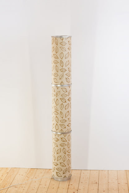 3 Panel Floor Lamp - P28 - Batik Leaf on Natural, 20cm(d) x 1.4m(h)