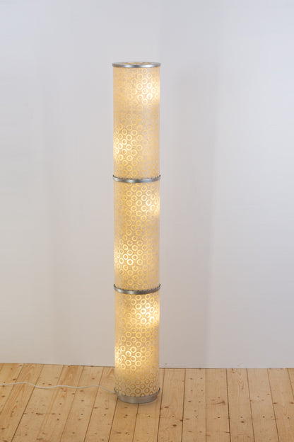 3 Panel Floor Lamp - P74 - Batik Natural Circles, 20cm(d) x 1.4m(h)