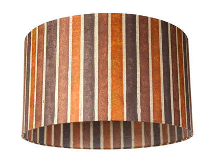 Drum Lamp Shade - P07 - Batik Stripes Brown, 35cm(d) x 20cm(h) - Imbue Lighting