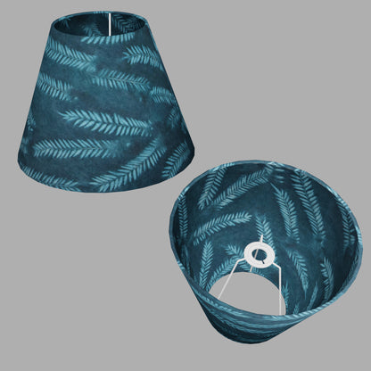 Conical Lamp Shade B106 ~ Resistance Dyed Teal Fern, 15cm(top) x 30cm(bottom) x 22cm(height)