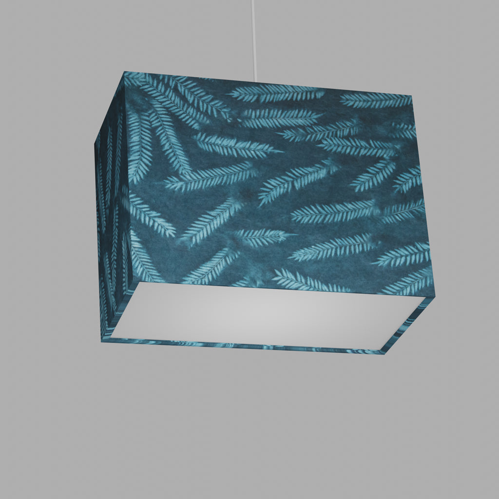 Rectangle Lamp Shade - B106 ~ Resistance Dyed Teal Fern, 40cm(w) x 30cm(h) x 20cm(d)