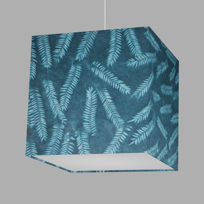 Square Lamp Shade - B106 ~ Resistance Dyed Teal Fern, 30cm(w) x 30cm(h) x 30cm(d)