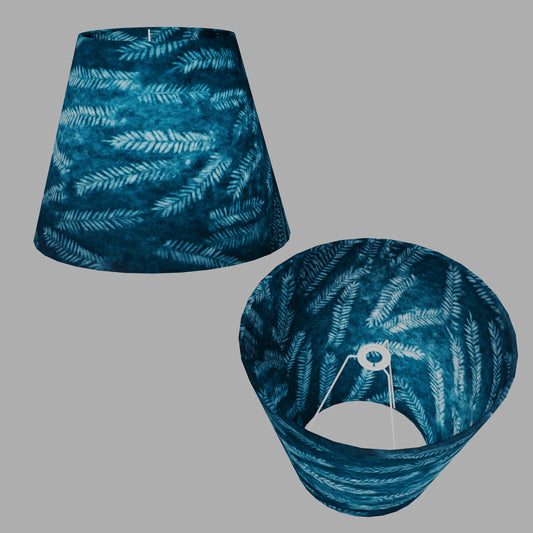 Conical Lamp Shade B106 ~ Resistance Dyed Teal Fern, 23cm(top) x 40cm(bottom) x 31cm(height)