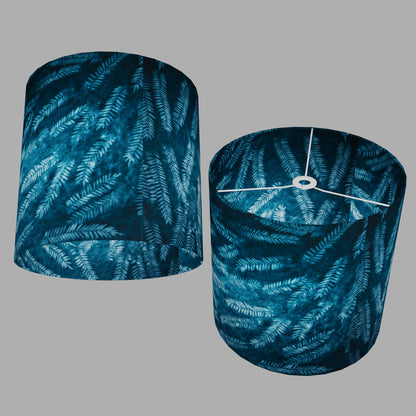 Drum Lamp Shade - B106 ~ Resistance Dyed Teal Fern, 40cm(d) x 40cm(h)