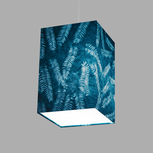 Square Lamp Shade - B106 ~ Resistance Dyed Teal Fern, 20cm(w) x 30cm(h) x 20cm(d)