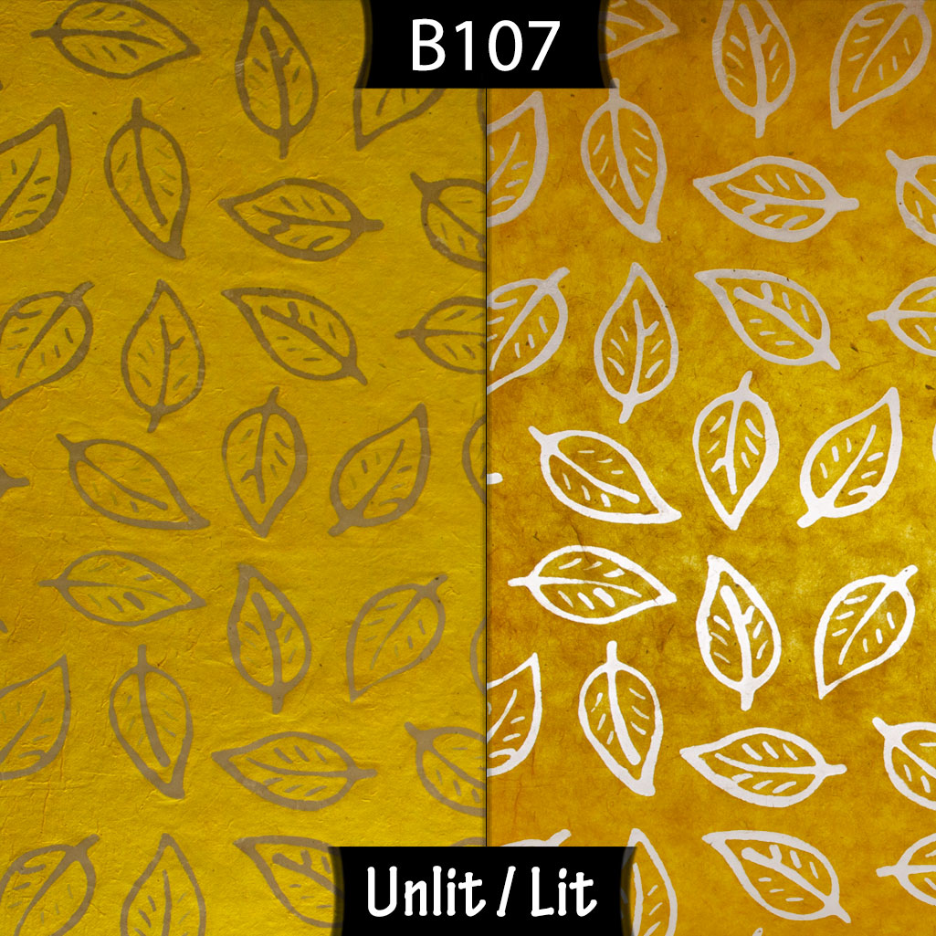 Oval Lamp Shade - B107 ~ Batik Leaf Yellow, 20cm(w) x 30cm(h) x 13cm(d)