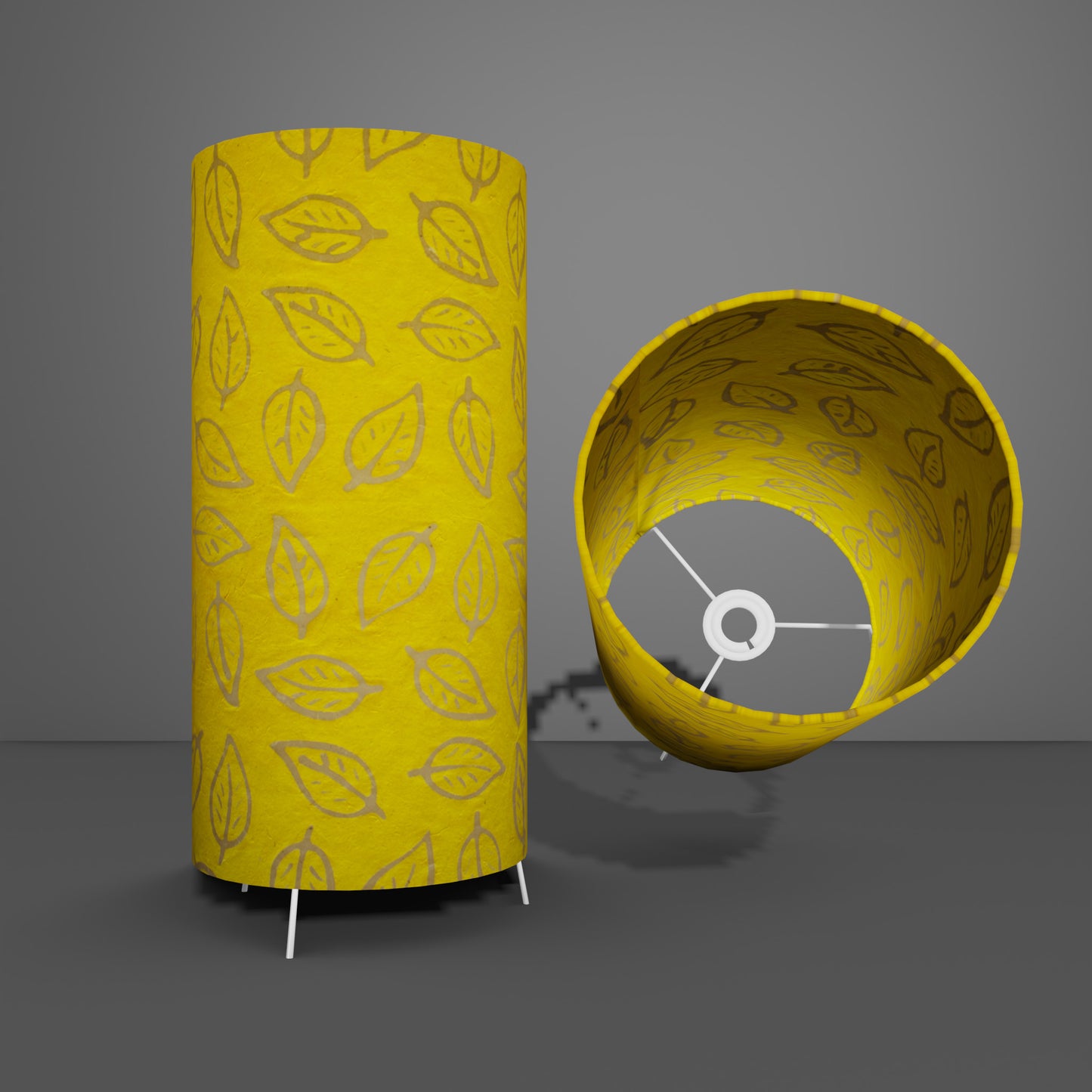 Free-Standing Table Lamp Large - B107 ~ Batik Leaf Yellow