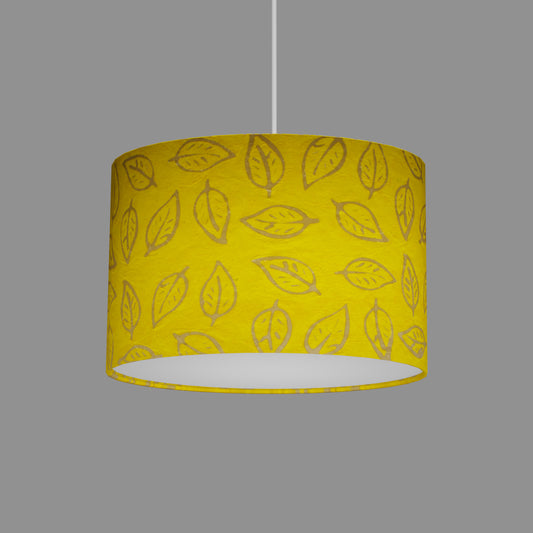 Oval Lamp Shade - B107 ~ Batik Leaf Yellow, 30cm(w) x 20cm(h) x 22cm(d)
