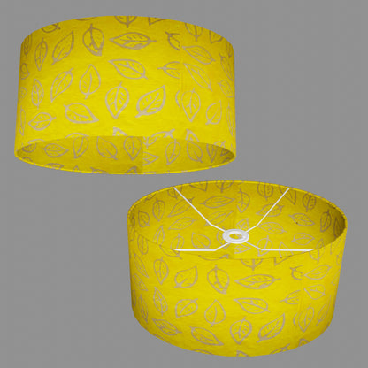 Oval Lamp Shade - B107 ~ Batik Leaf Yellow, 40cm(w) x 20cm(h) x 30cm(d)