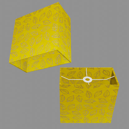 Rectangle Lamp Shade - B107 ~ Batik Leaf Yellow, 30cm(w) x 30cm(h) x 15cm(d)