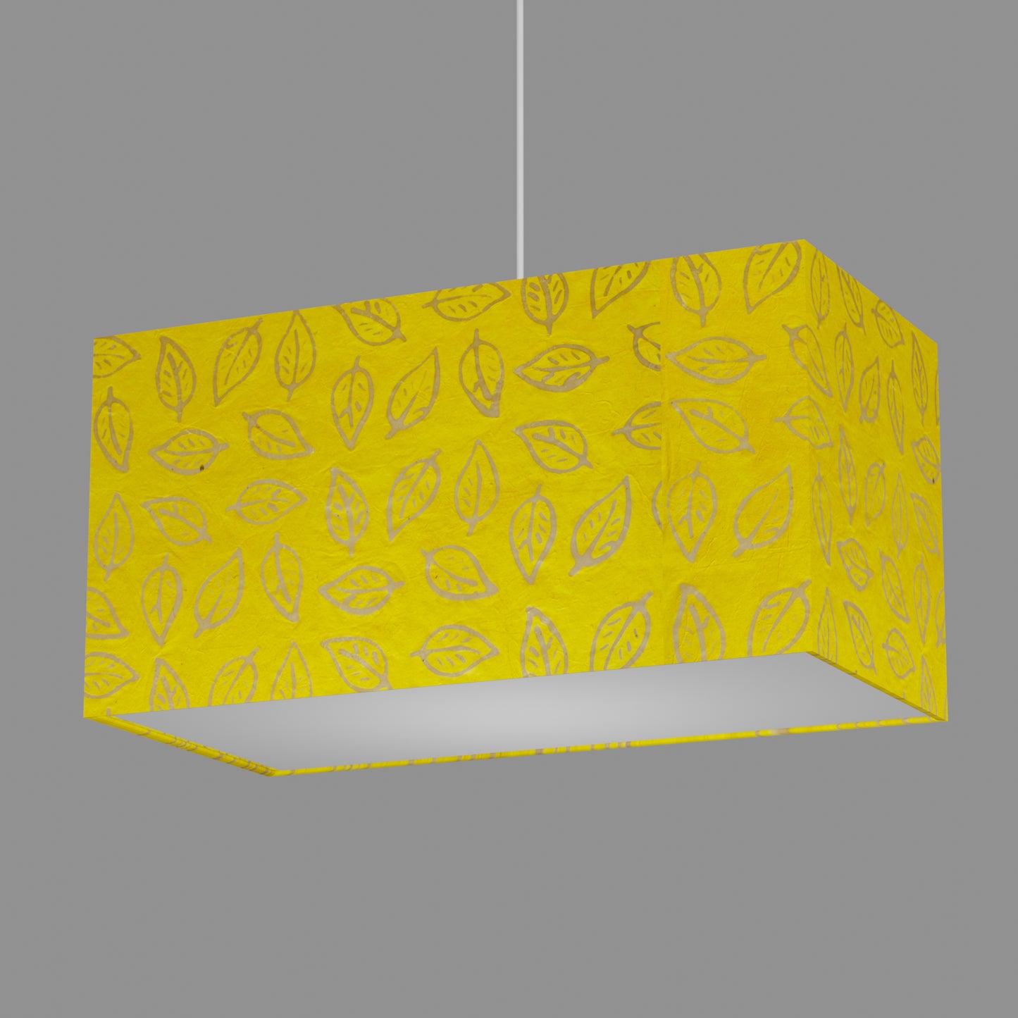Rectangle Lamp Shade - B107 ~ Batik Leaf Yellow, 50cm(w) x 25cm(h) x 25cm(d)