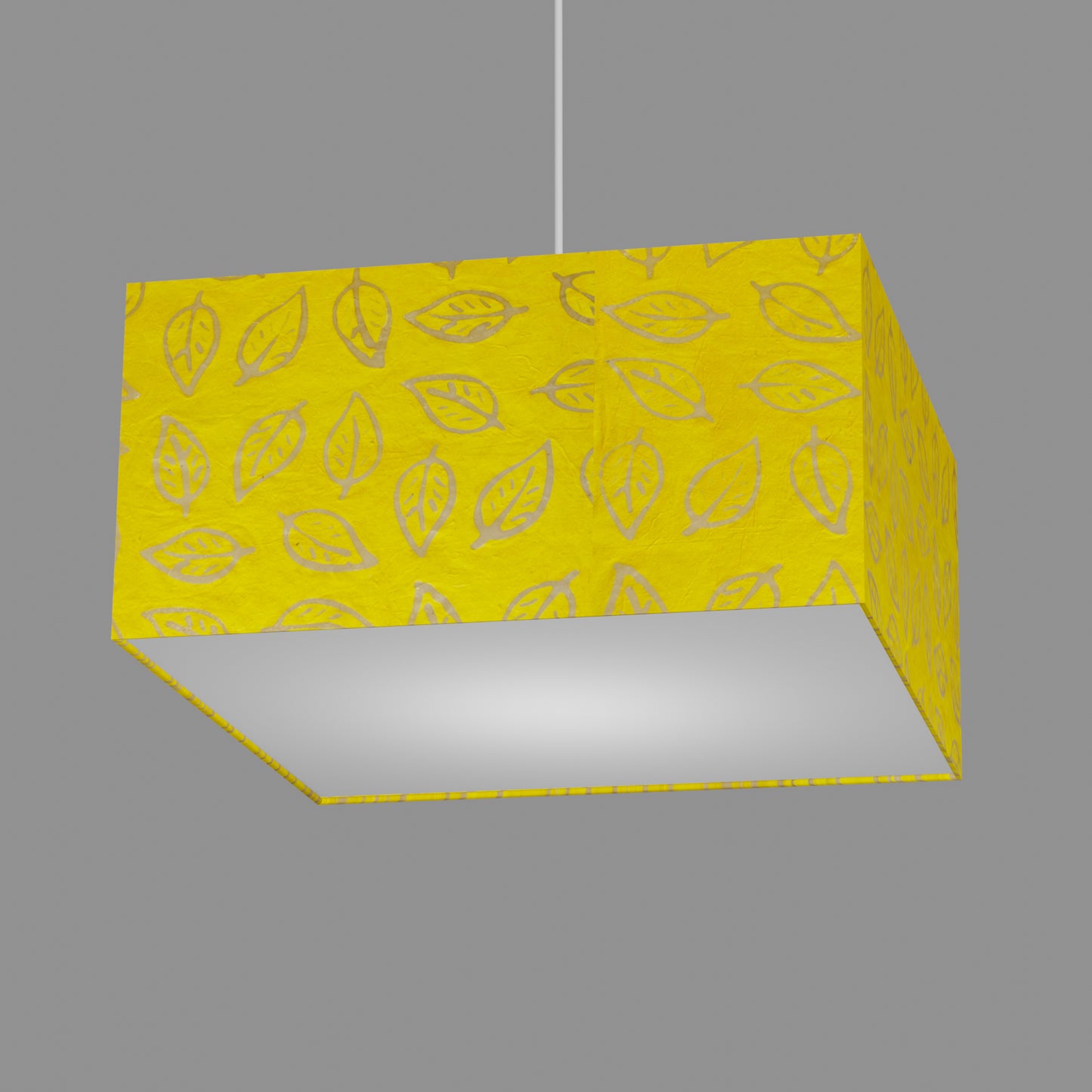 Square Lamp Shade - B107 ~ Batik Leaf Yellow, 40cm(w) x 20cm(h) x 40cm(d)