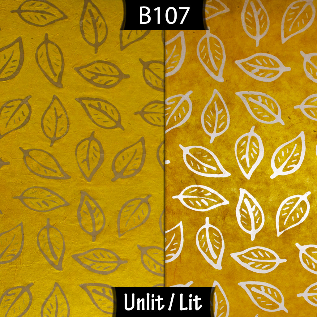 Drum Lamp Shade - B107 ~ Batik Leaf Yellow, 40cm(d) x 30cm(h)