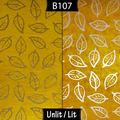 Drum Lamp Shade - B107 ~ Batik Leaf Yellow, 50cm(d) x 25cm(h)