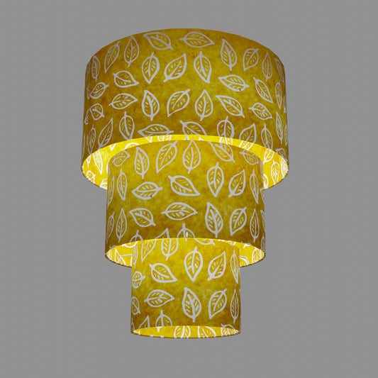 3 Tier Lamp Shade - B107 ~ Batik Leaf Yellow, 40cm x 20cm, 30cm x 17.5cm & 20cm x 15cm
