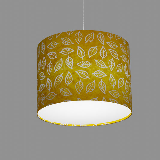 Drum Lamp Shade - B107 ~ Batik Leaf Yellow, 40cm(d) x 30cm(h)