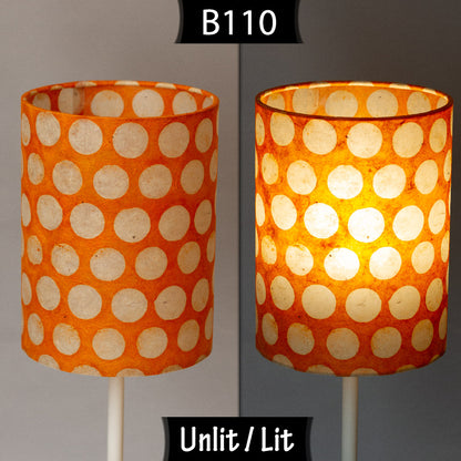 Oval Lamp Shade - B110 ~ Batik Dots on Orange, 30cm(w) x 30cm(h) x 22cm(d)