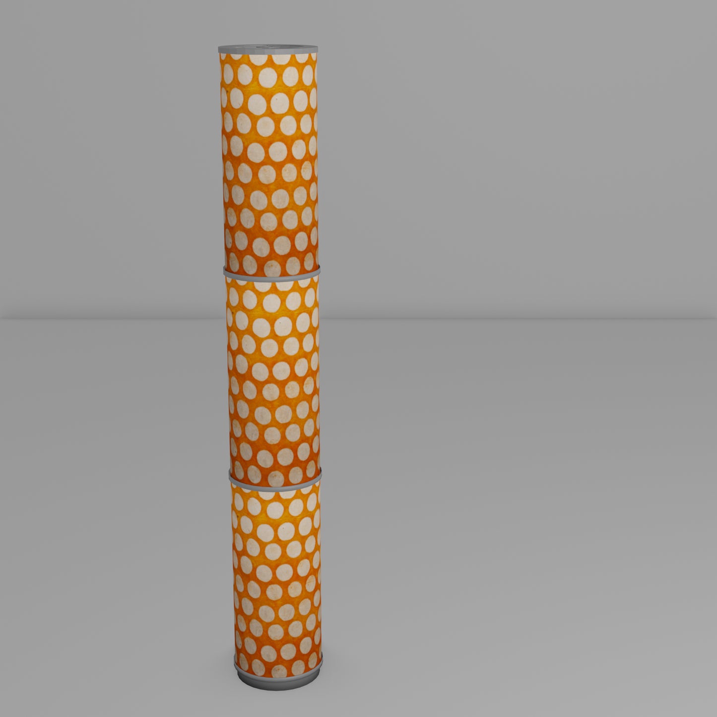 3 Panel Floor Lamp - B110 ~ Batik Dots on Orange, 20cm(d) x 1.4m(h)