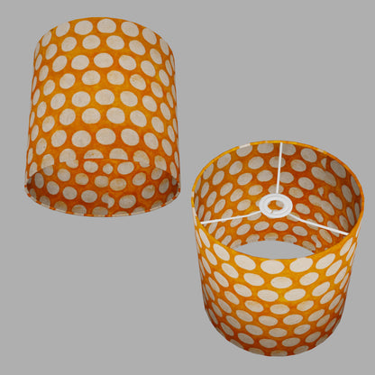 Drum Lamp Shade - B110 ~ Batik Dots on Orange, 25cm x 25cm