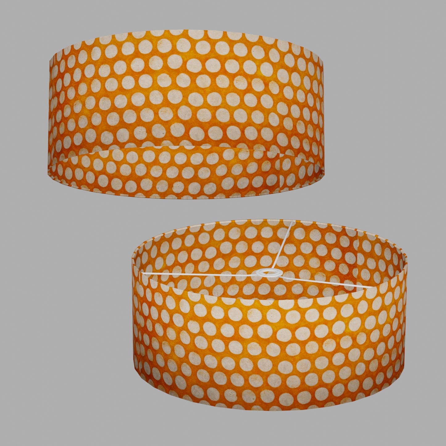 Drum Lamp Shade - B110 ~ Batik Dots on Orange, 50cm(d) x 20cm(h)