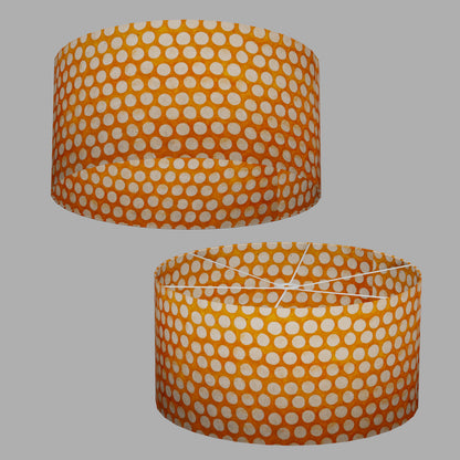 Drum Lamp Shade - B110 ~ Batik Dots on Orange, 60cm(d) x 30cm(h)