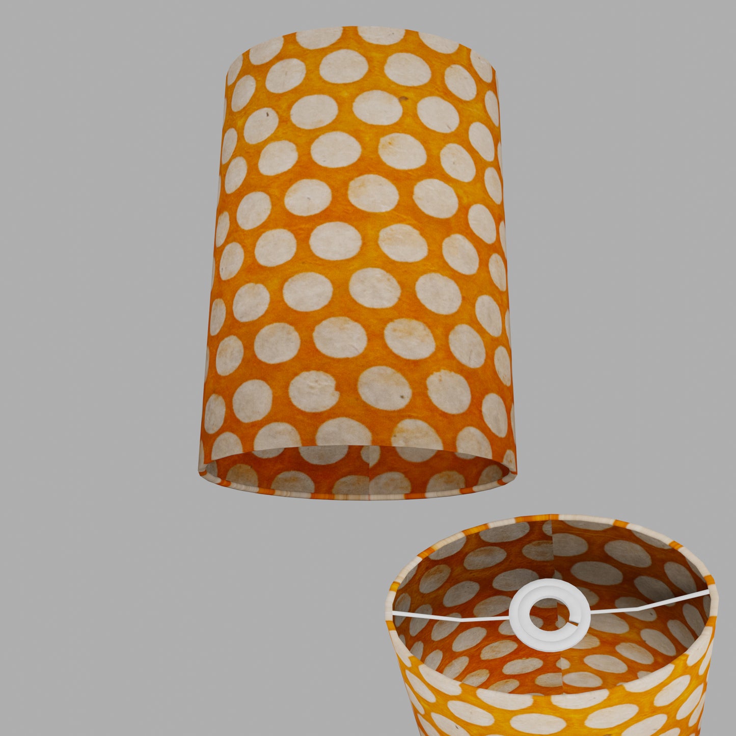 Oval Lamp Shade - B110 ~ Batik Dots on Orange, 20cm(w) x 30cm(h) x 13cm(d)
