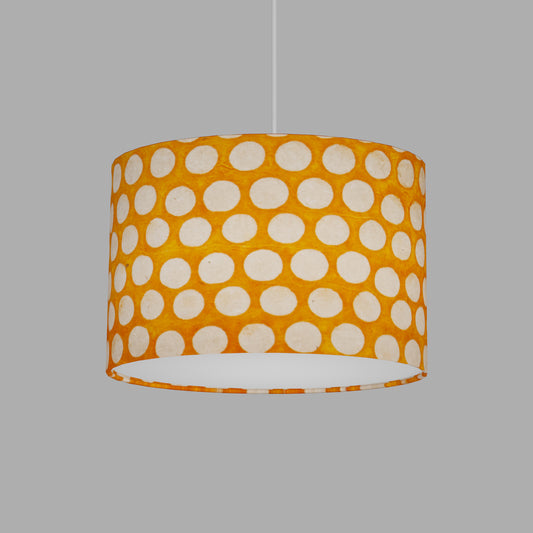 Oval Lamp Shade - B110 ~ Batik Dots on Orange, 30cm(w) x 20cm(h) x 22cm(d)