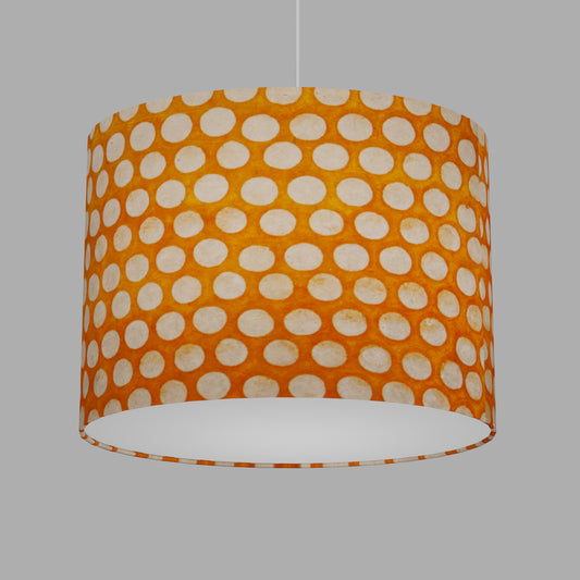 Oval Lamp Shade - B110 ~ Batik Dots on Orange, 40cm(w) x 30cm(h) x 30cm(d)