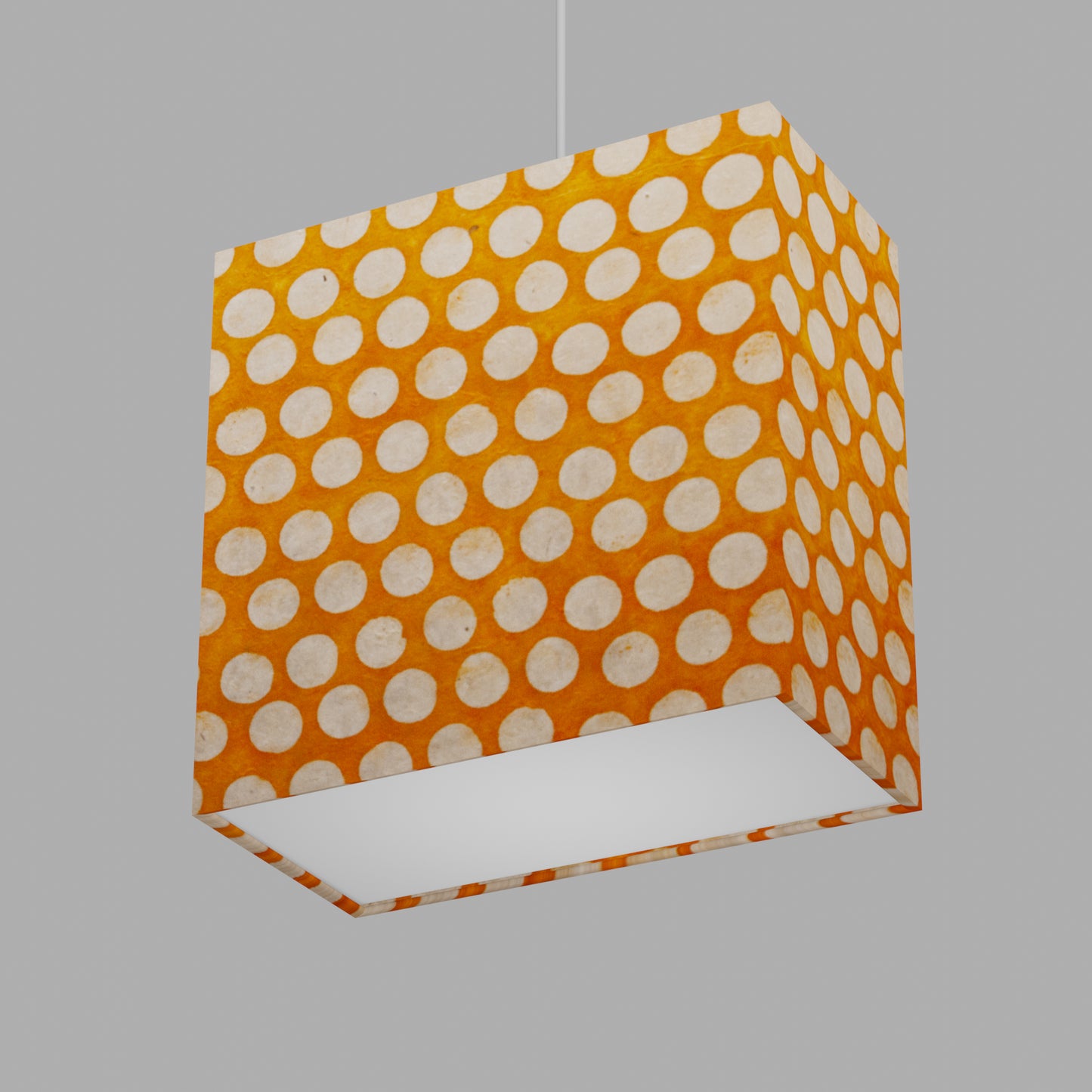 Rectangle Lamp Shade - B110 ~ Batik Dots on Orange, 30cm(w) x 30cm(h) x 15cm(d)