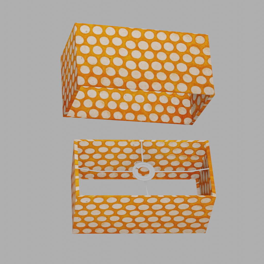 Rectangle Lamp Shade - B110 ~ Batik Dots on Orange, 40cm(w) x 20cm(h) x 20cm(d)