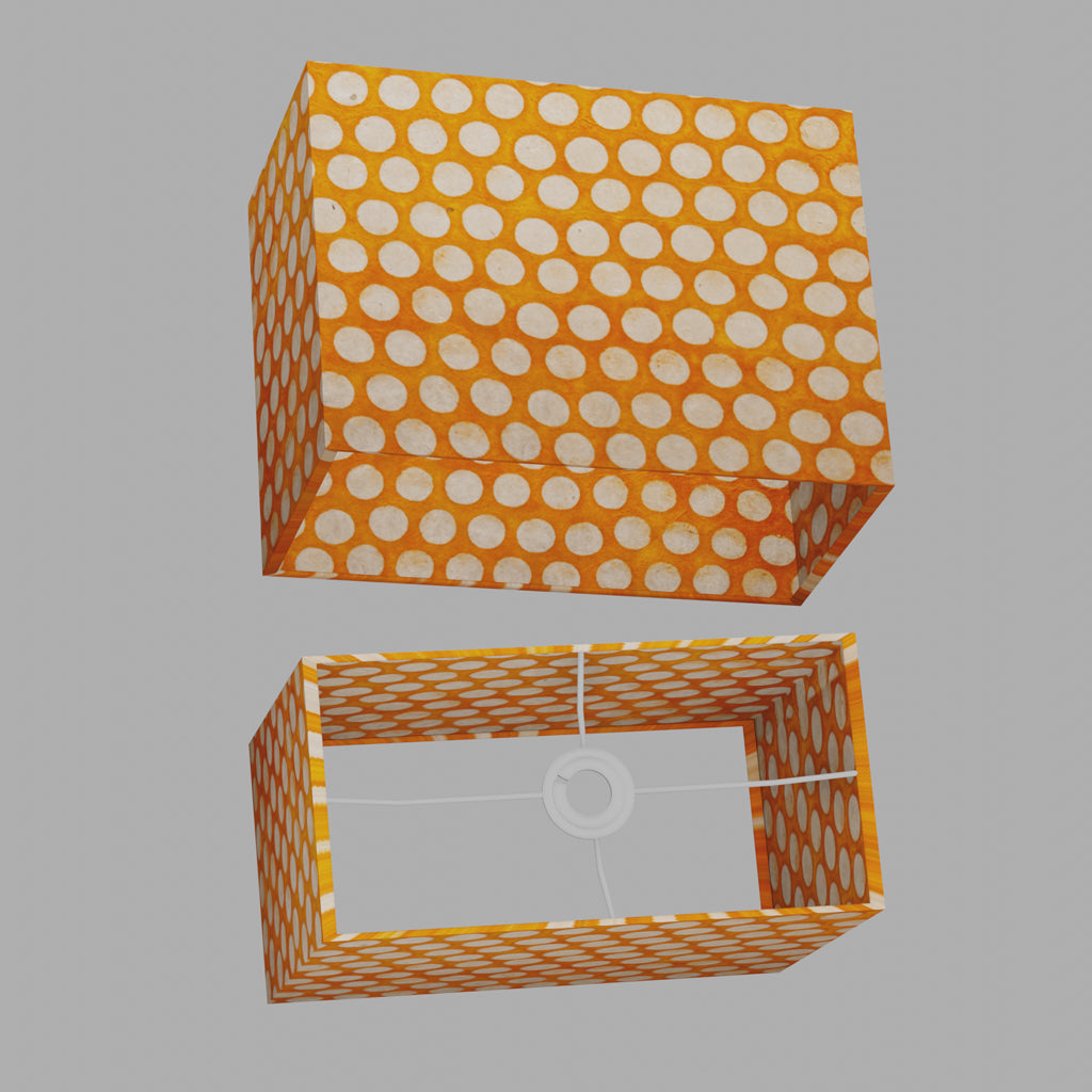 Rectangle Lamp Shade - B110 ~ Batik Dots on Orange, 40cm(w) x 30cm(h) x 20cm(d)