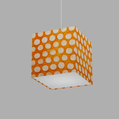 Square Lamp Shade - B110 ~ Batik Dots on Orange, 20cm(w) x 20cm(h) x 20cm(d)