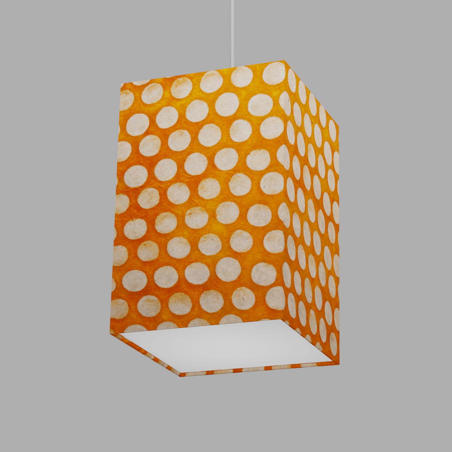 Square Lamp Shade - B110 ~ Batik Dots on Orange, 20cm(w) x 30cm(h) x 20cm(d)