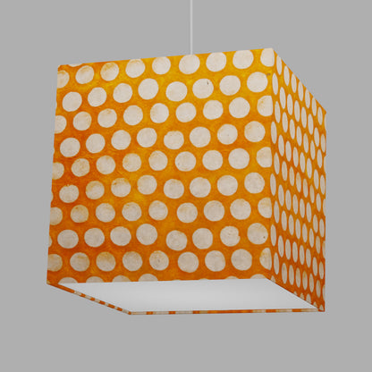 Square Lamp Shade - B110 ~ Batik Dots on Orange, 30cm(w) x 30cm(h) x 30cm(d)