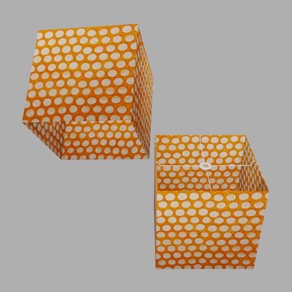 Square Lamp Shade - B110 ~ Batik Dots on Orange, 40cm(w) x 40cm(h) x 40cm(d)