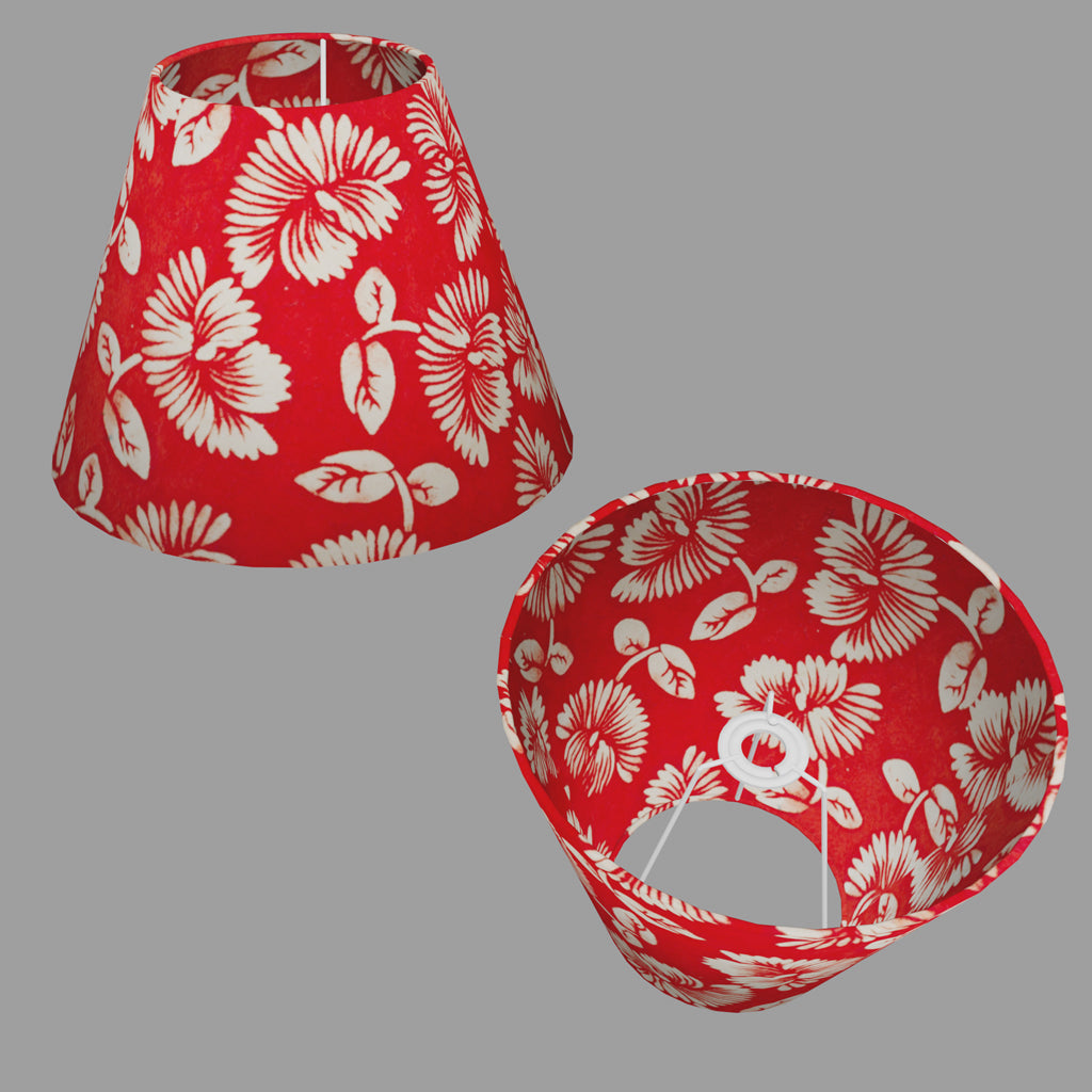 Conical Lamp Shade B118 - Batik Peony Red, 15cm(top) x 30cm(bottom) x 22cm(height)