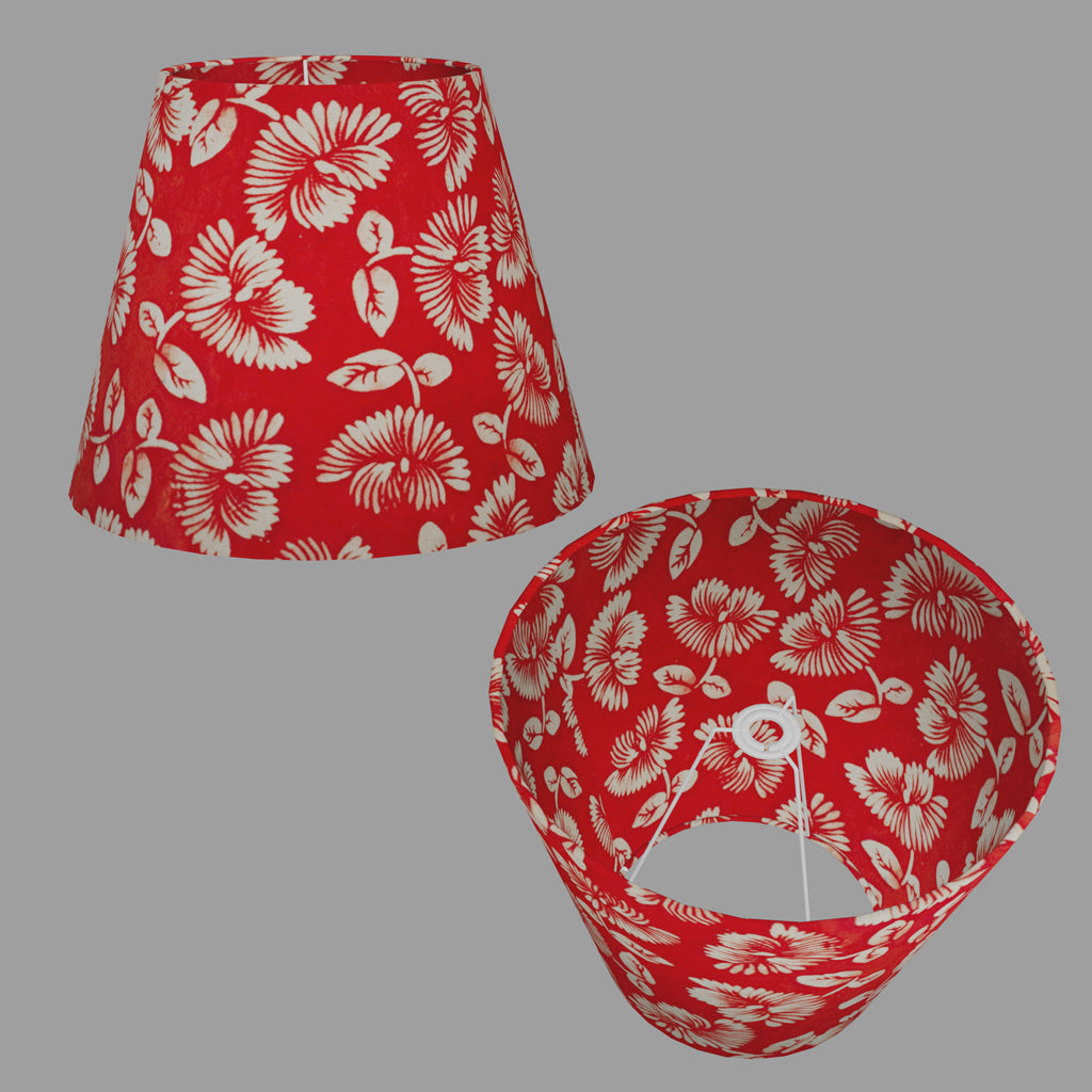Conical Lamp Shade B118 - Batik Peony Red, 23cm(top) x 40cm(bottom) x 31cm(height)