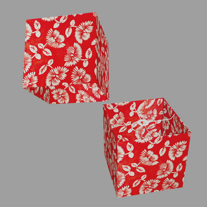 Square Lampshades ~ B118 Batik Peony Red