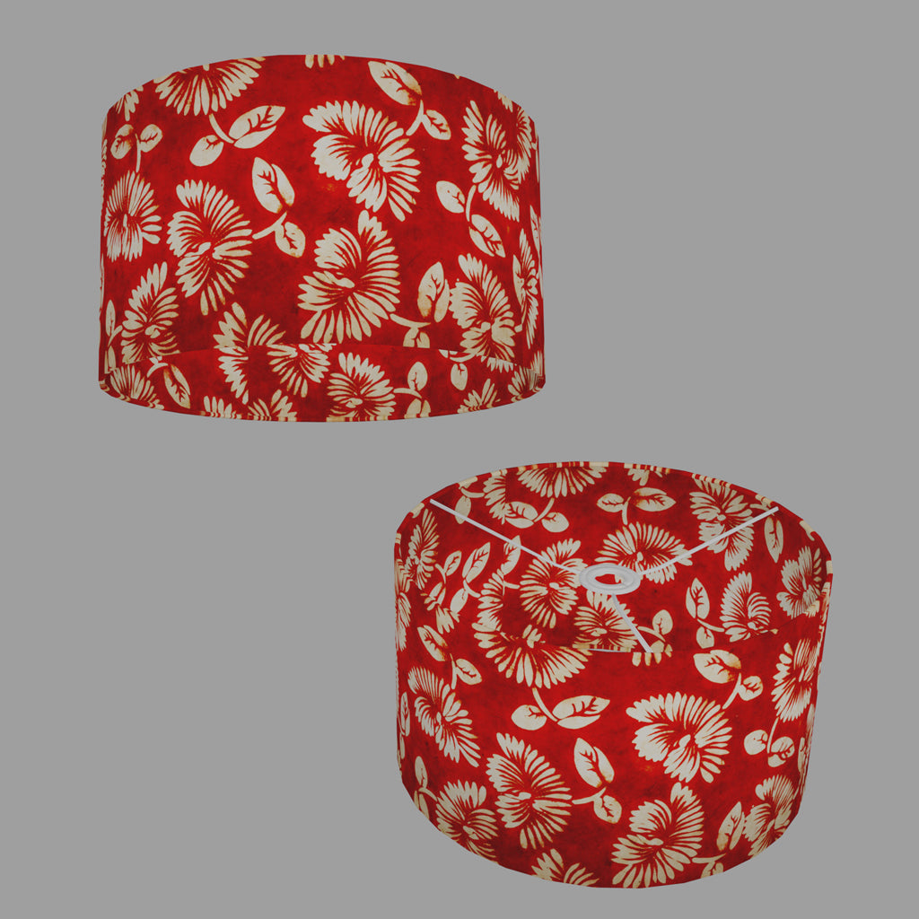 Drum Lamp Shades B118 ~ 35cm(d) x 20cm(h) ~ Batik Peony Red