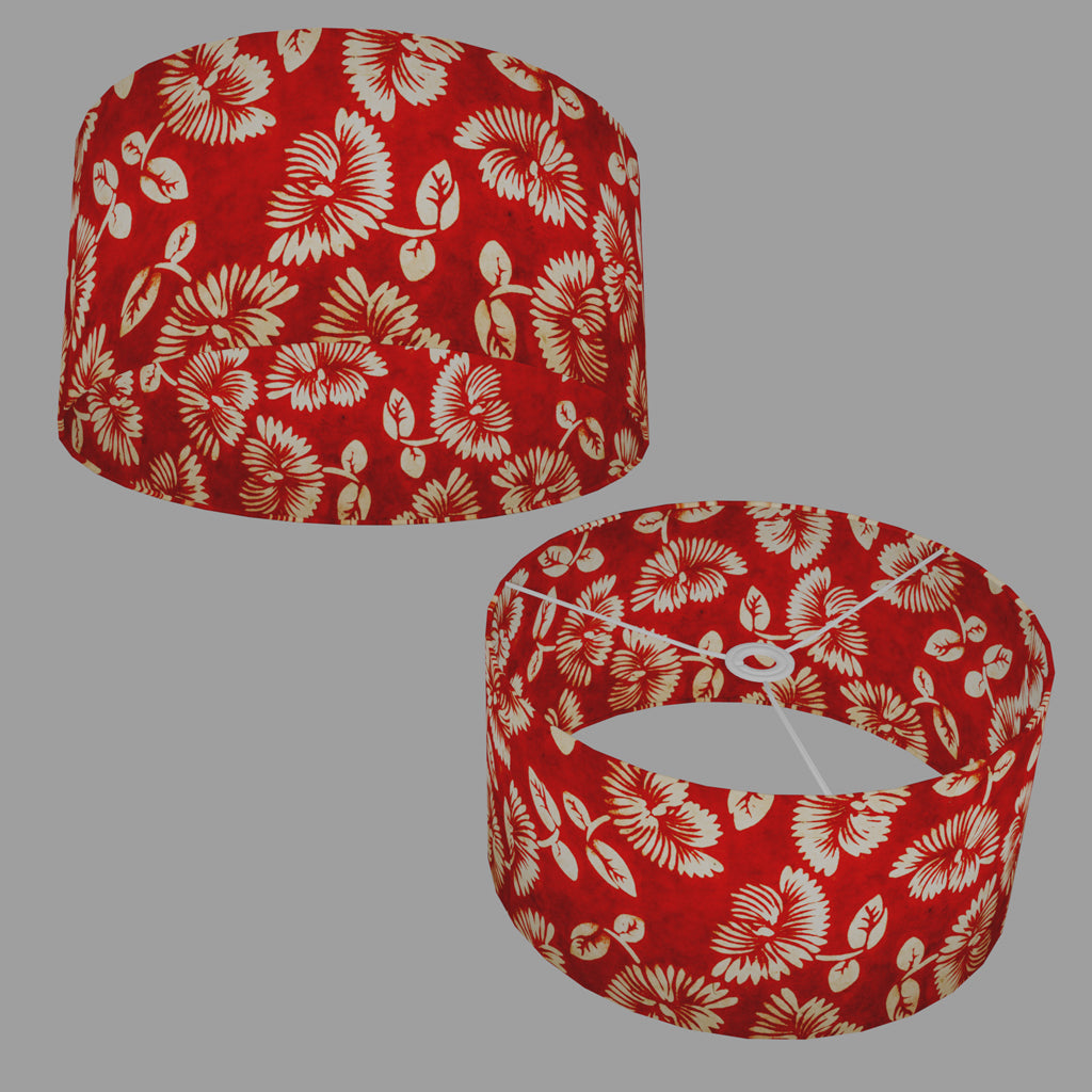 Drum Lamp Shades ~ 40cm(d) x 20cm(h) ~ B118 Batik Peony Red