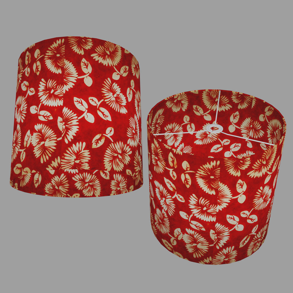 Drum Lamp Shades ~ 40cm(d) x 20cm(h) ~ B118 Batik Peony Red