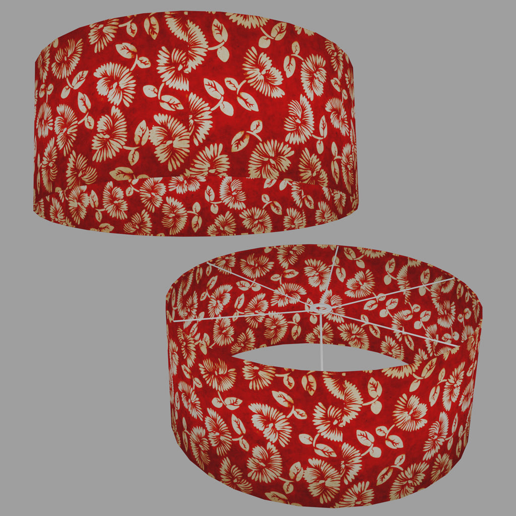 Drum Lamp Shades 70cm(d) x 30cm(h) ~ B118 ~ Batik Peony Red