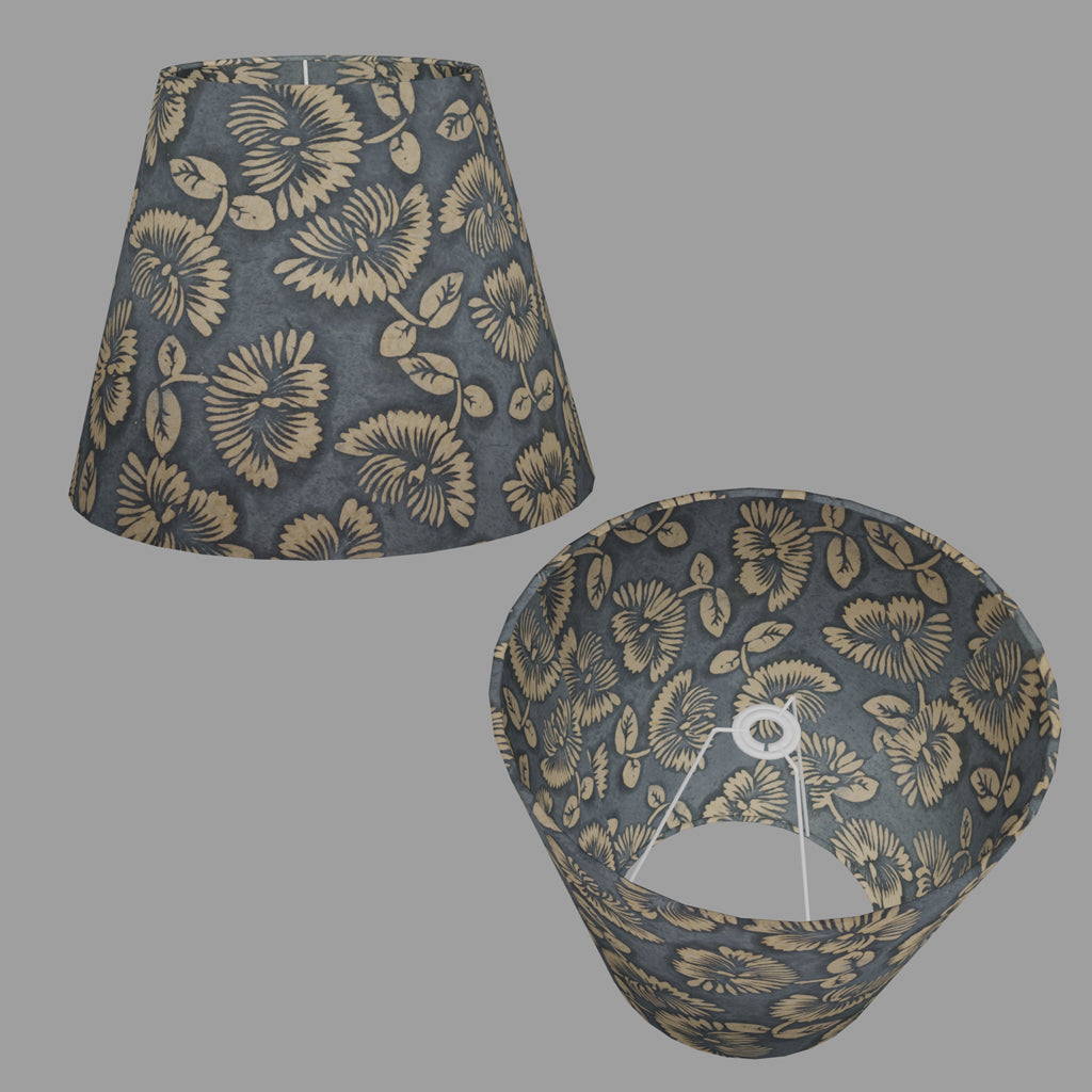 Conical Lamp Shade B119 ~ Batik Peony Grey, 23cm(top) x 40cm(bottom) x 31cm(height)