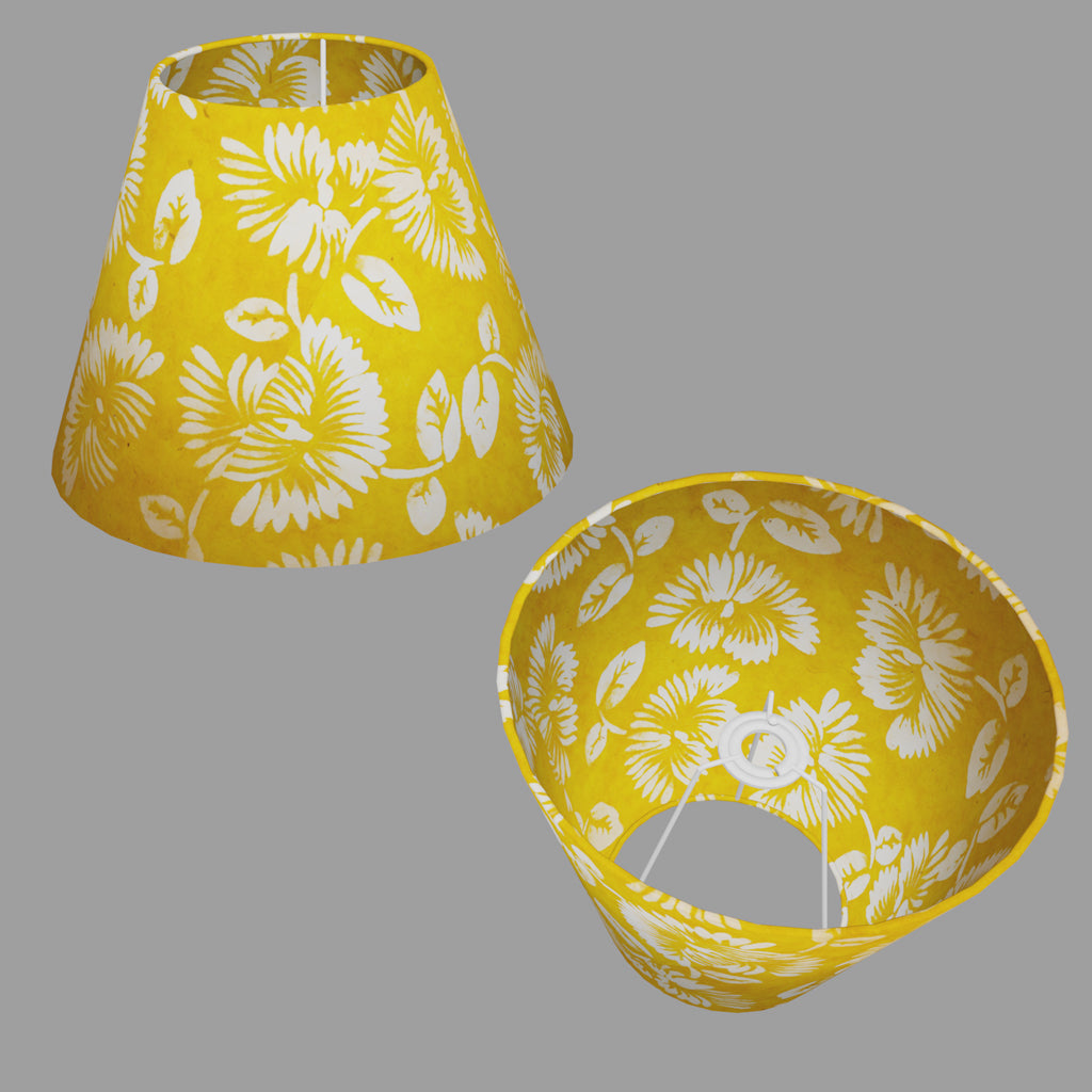 Conical Lamp Shade B120 - Batik Peony Yellow, 15cm(top) x 30cm(bottom) x 22cm(height)