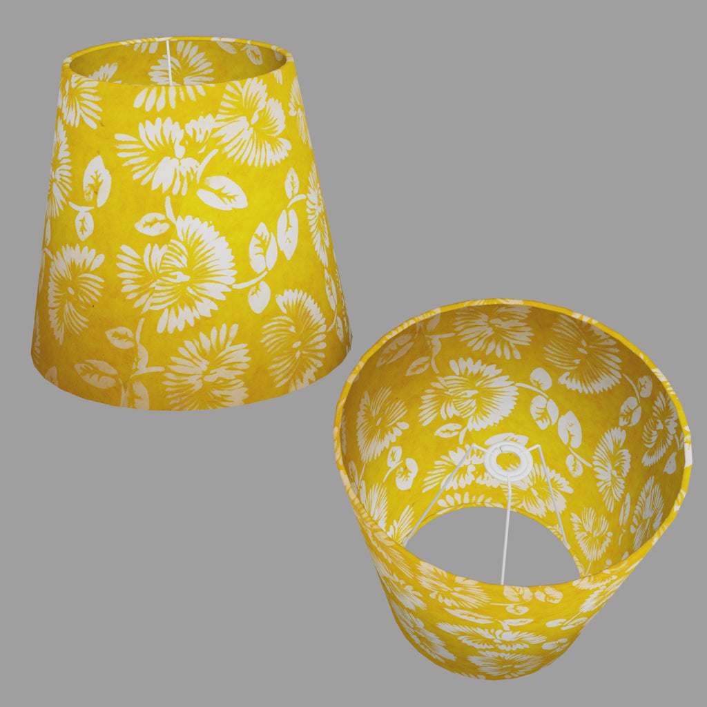 Conical Lamp Shade B120 - Batik Peony Yellow, 23cm(top) x 35cm(bottom) x 31cm(height)