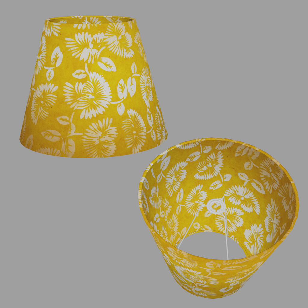 Conical Lamp Shade B120 - Batik Peony Yellow, 23cm(top) x 40cm(bottom) x 31cm(height)