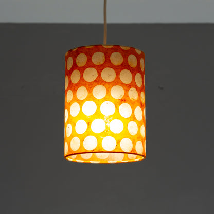 Drum Lamp Shade - B110 ~ Batik Dots on Orange, 15cm(diameter)