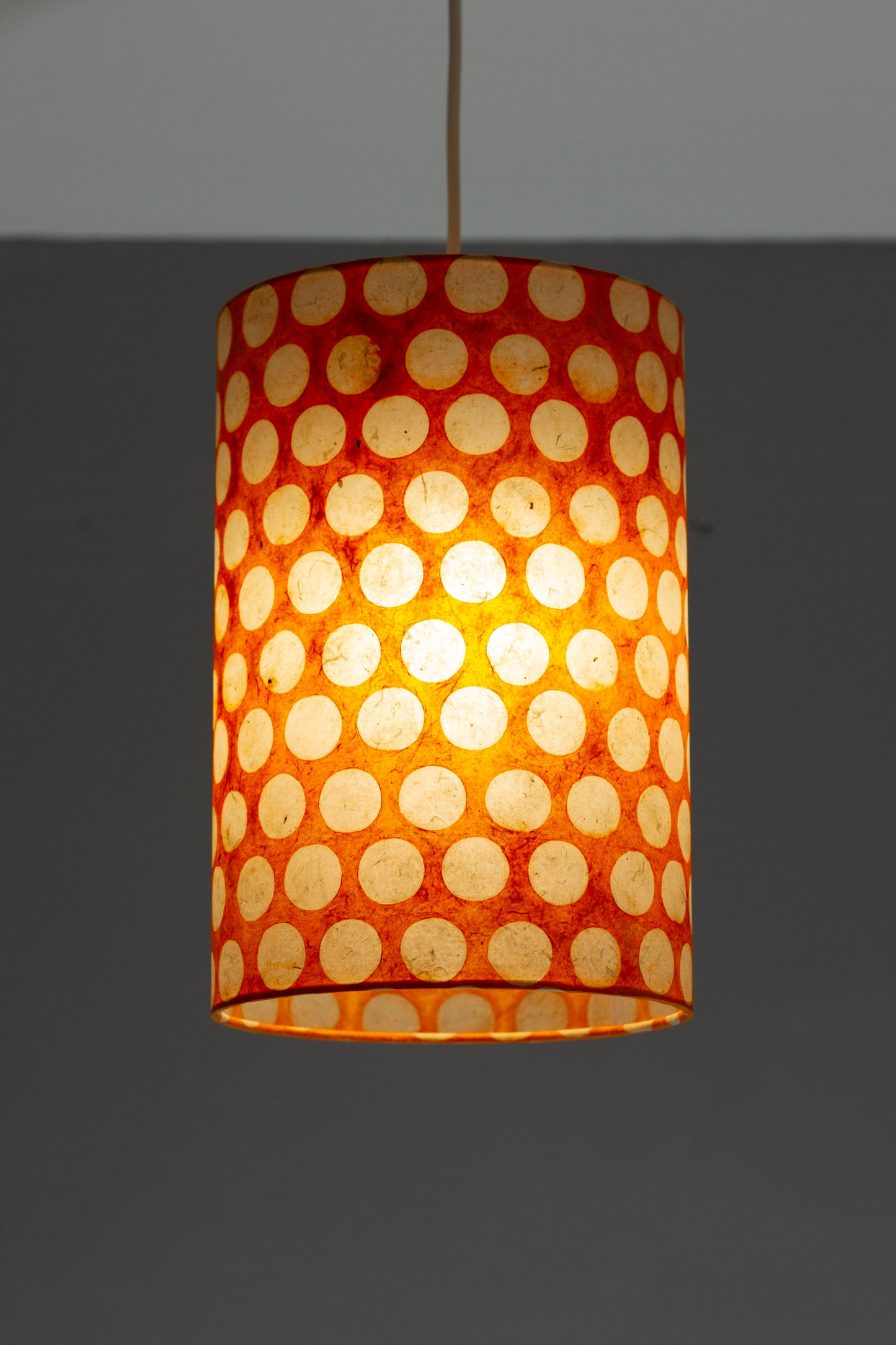 3 Panel Floor Lamp - B110 ~ Batik Dots on Orange, 20cm(d) x 1.4m(h)